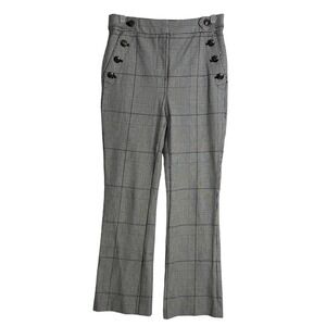 Loft Plaid‎ Trouser Pants Womens 0 Black White Straight Leg Sailor Preppy